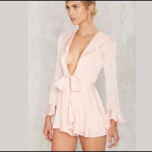Pink satin Lioness romper